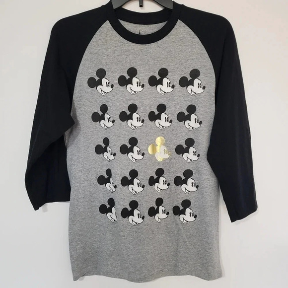 Disney Parks Gold Mickey Baseball Tee - Picture 1 of 4